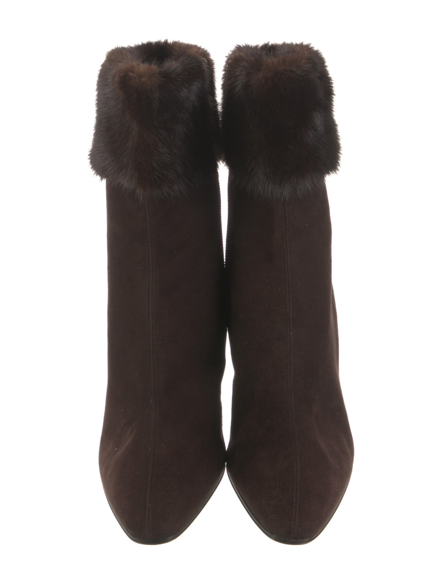 Yves Saint Laurent Suede Fur Trim Boots